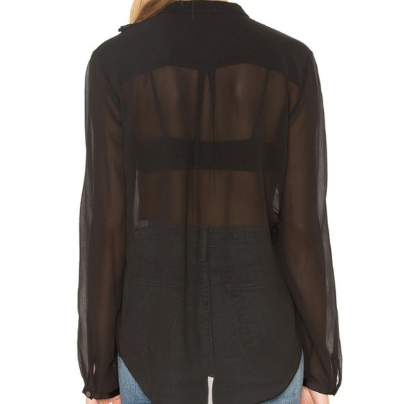 Theory Rianala Black 100% Silk Lace Chiffon Top - Picture 3 of 15